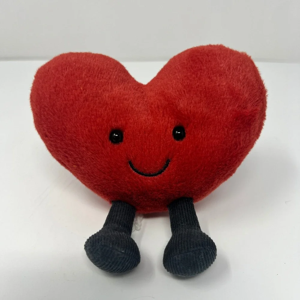 Jellycat Amuseables Heart Plush Small‎ Red Black Corduroy Legs Plushie
